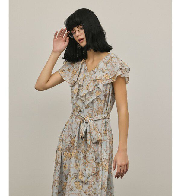 GRACE CONTINENTAL「サラサプリントフリルカラーワンピース」|ワンピース|