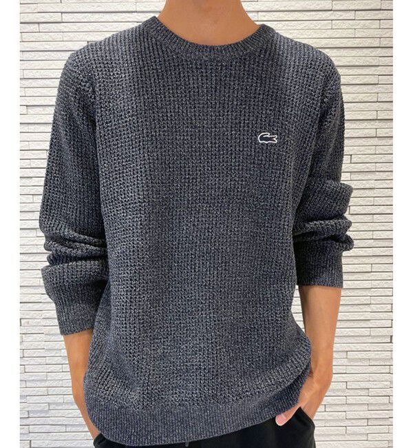 LACOSTE「ヘザーカラーリングワッフルニット / メランジニット」|ニット・セーター|ネイビー