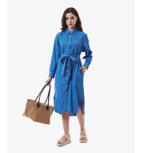 LACOSTE「ウエストベルト デニムシャツドレス ワンピース」|ワンピース|