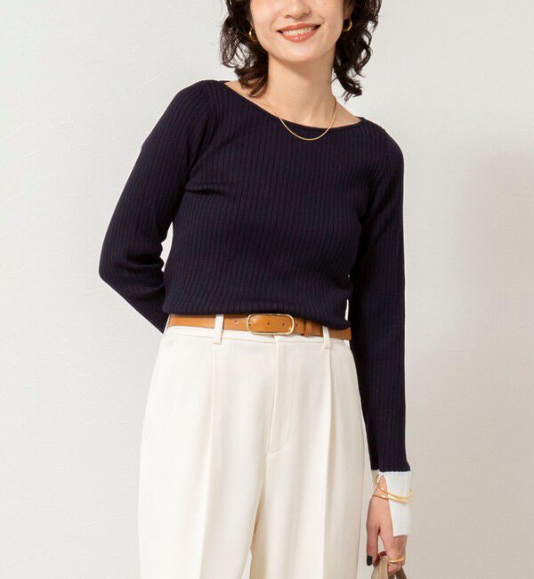 NOLLEY'S sophi「《手洗い可能》ウール混ワイドリブ袖口配色プルオーバー」|ニット・セーター|