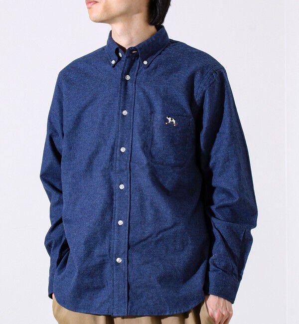 GLOSTER「【定番フレブルシリーズ】フレンチブルドッグ刺繍 ボタンダウンネルシャツ」|シャツ・ブラウス|