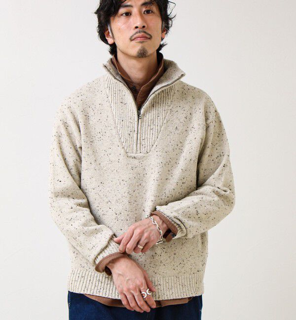 GLOSTER「【冬の大人レイヤードに】ネップハーフジッププルオーバー」|ニット・セーター|