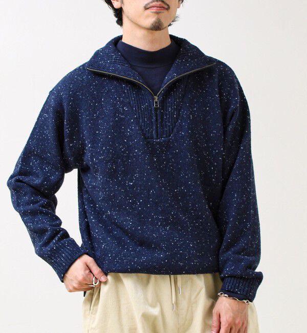 GLOSTER「【冬の大人レイヤードに】ネップハーフジッププルオーバー」|ニット・セーター|
