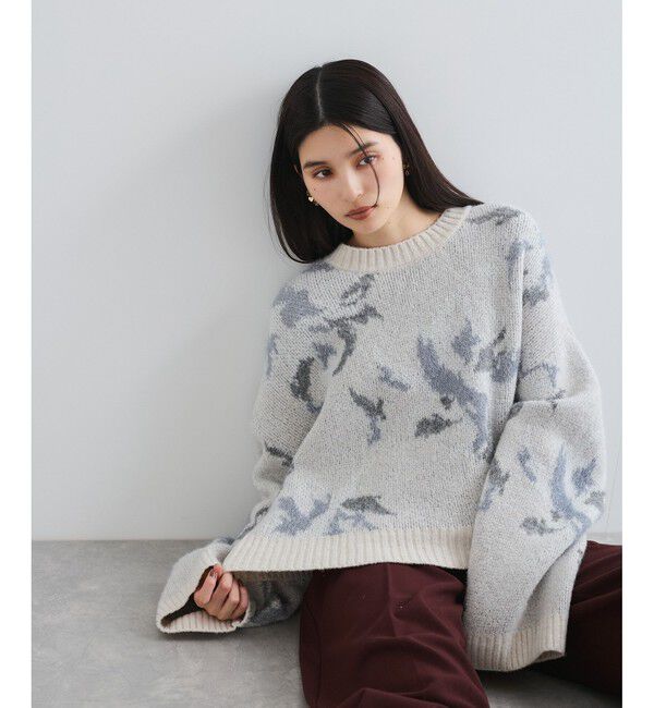 VIS「フラワージャガードニットプルオーバー」|ニット・セーター|