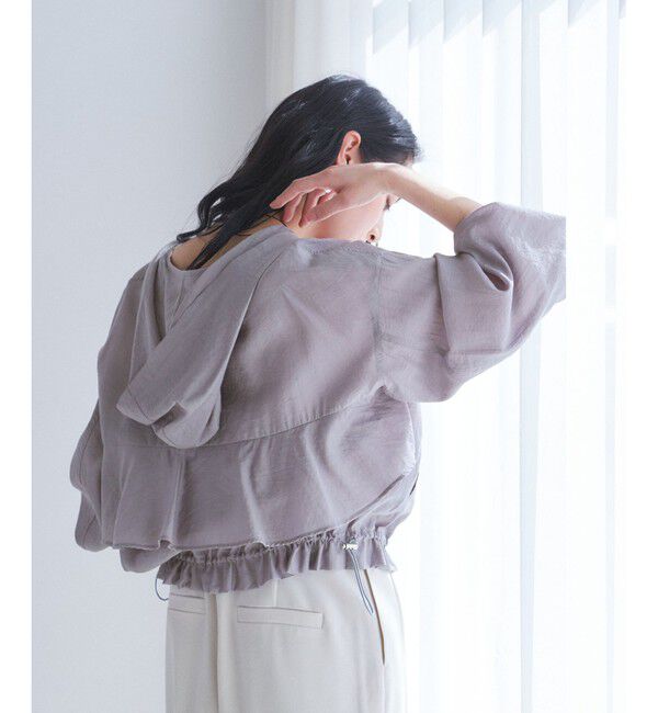 VIS「【追加】【WEB限定】シアーバックフリルフードブルゾン【洗える】」|ブルゾン・スタジャン|