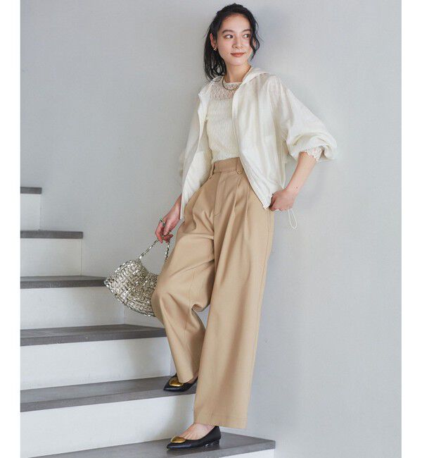 VIS「【追加】【WEB限定】シアーバックフリルフードブルゾン【洗える】」|ブルゾン・スタジャン|