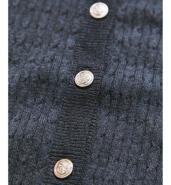 VIS「【WEB限定】エンブレム金釦5分袖ケーブルカーディガン」|カーディガン|