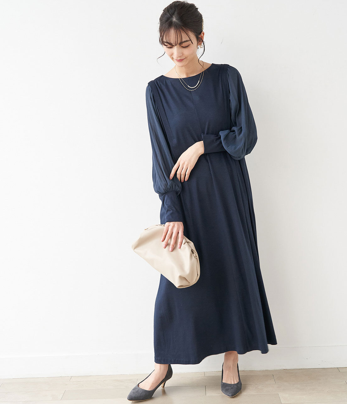 Rope&rsquo;Picnic「【一部店舗限定】【Mon E&rsquo;toile/モンエトワール】スムースコンビジャージタックDRESS」|ドレス|