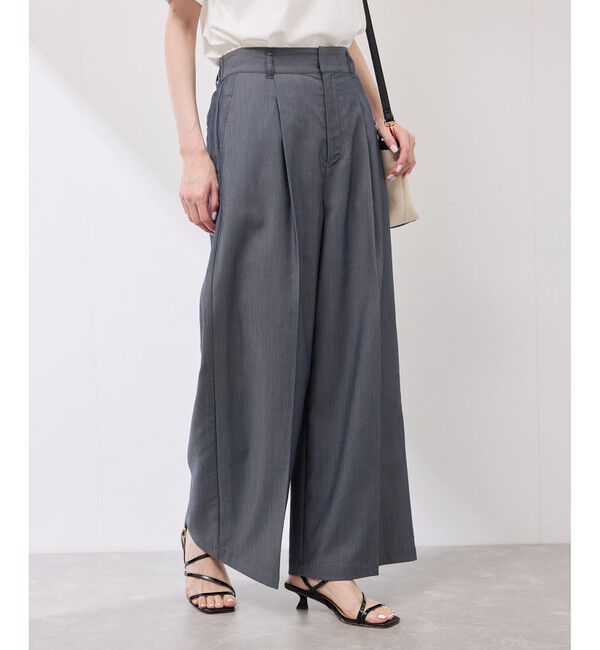 Rope&rsquo;Picnic「テンセルシャンブレータックワイドスラックス/通勤対応」|チノ|