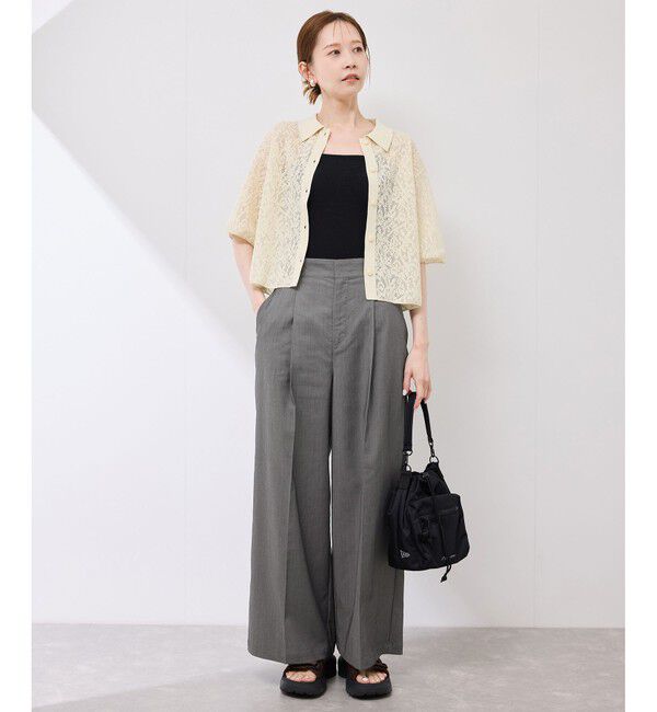 Rope&rsquo;Picnic「テンセルシャンブレータックワイドスラックス/通勤対応」|チノ|