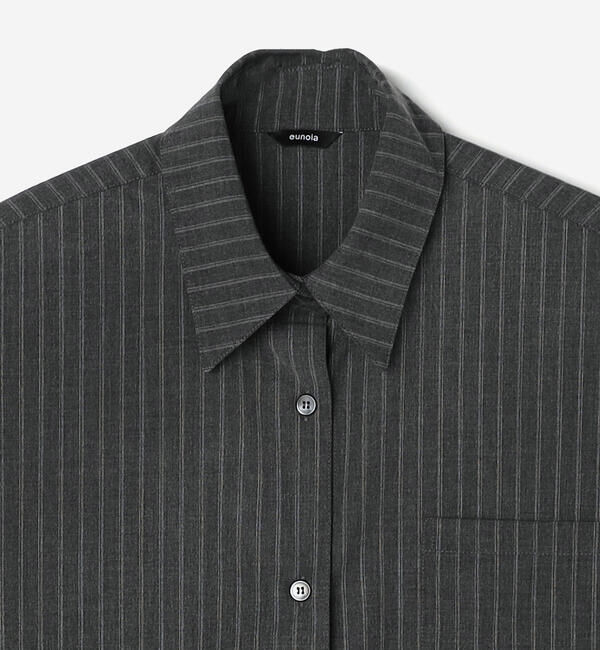  「eunoia | ウールライク ストライプシャツ WOMEN」|シャツ・ブラウス|
