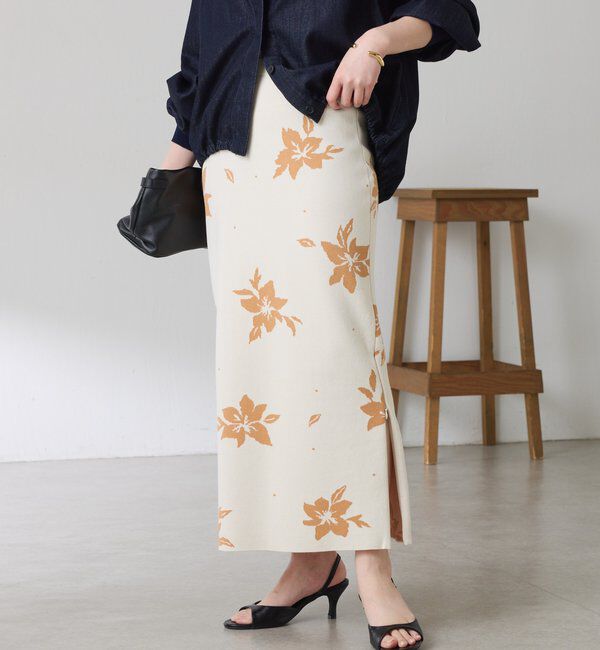  「フラワーニットジャガードスカート」|スカート|