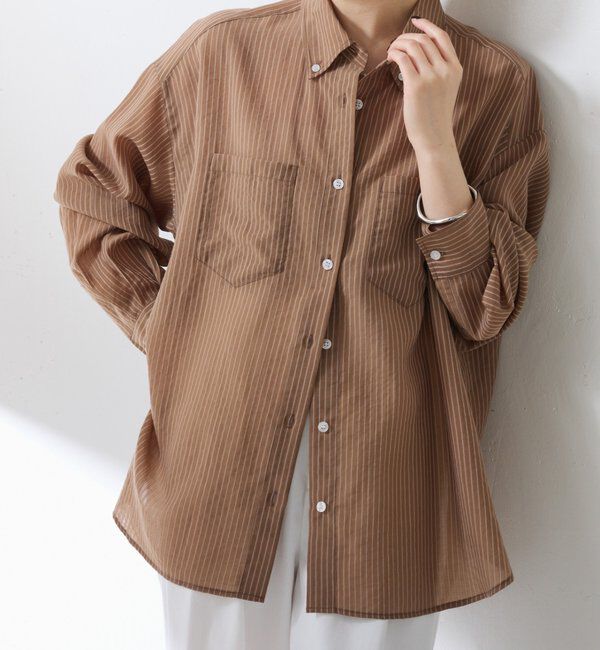  「シアーストライプシャツ」|シャツ・ブラウス|ブラウン