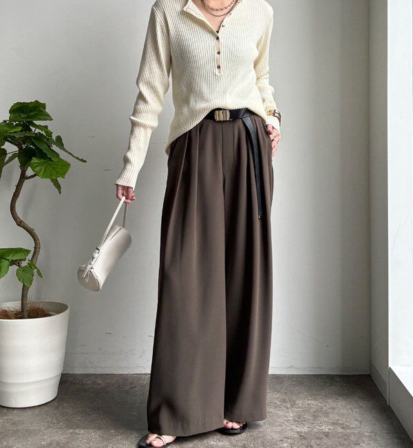  「【累計販売数3万枚突破/23色4サイズ展開！】タックワイドパンツ」|チノ|