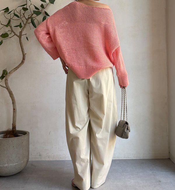  「ナイロンストレッチタックギャザーパンツ」|チノ|