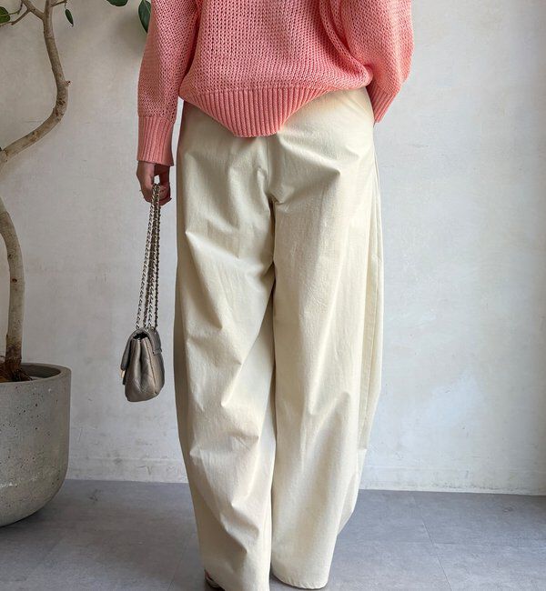  「ナイロンストレッチタックギャザーパンツ」|チノ|