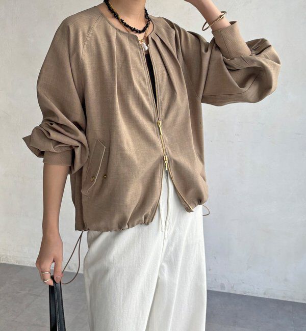  「【WEB限定】リネンライクツイルブルゾン」|ブルゾン・スタジャン|