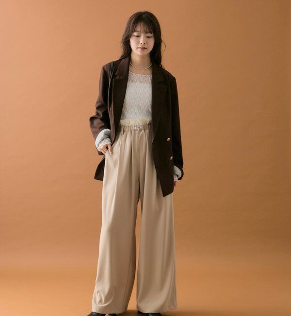  「【オールシーズン対応/WEB限定アイボリー】フリルイージーパンツ」|チノ|