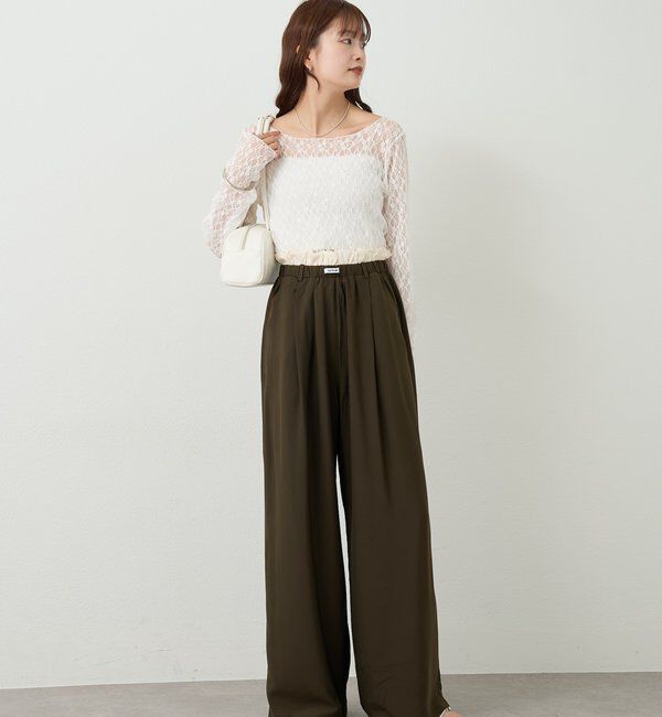  「【オールシーズン対応/WEB限定アイボリー】フリルイージーパンツ」|チノ|