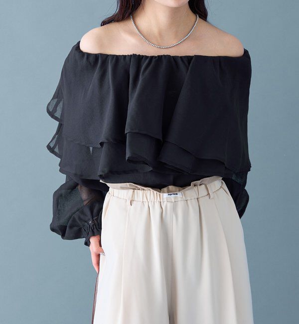  「シアーフリル長袖ブラウス」|シャツ・ブラウス|