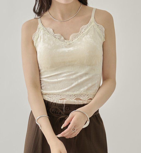  「パット付きベロアキャミソール」|キャミソール|アイボリー