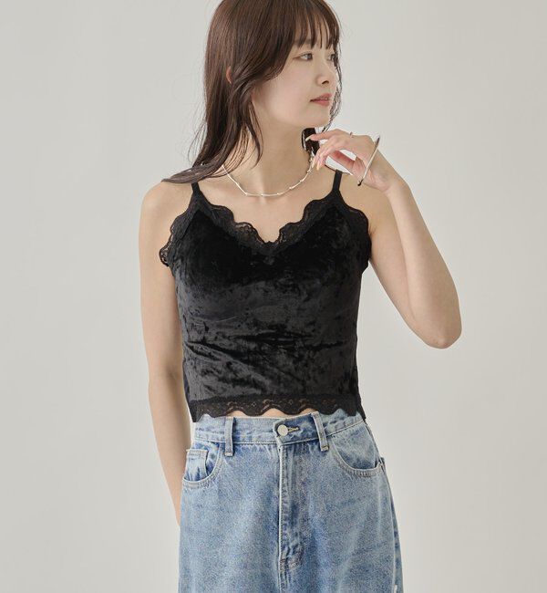  「パット付きベロアキャミソール」|キャミソール|
