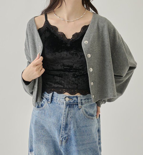  「パット付きベロアキャミソール」|キャミソール|