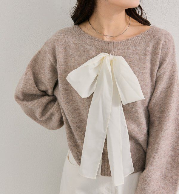  「リボン付きニット プルオーバー」|ニット・セーター|