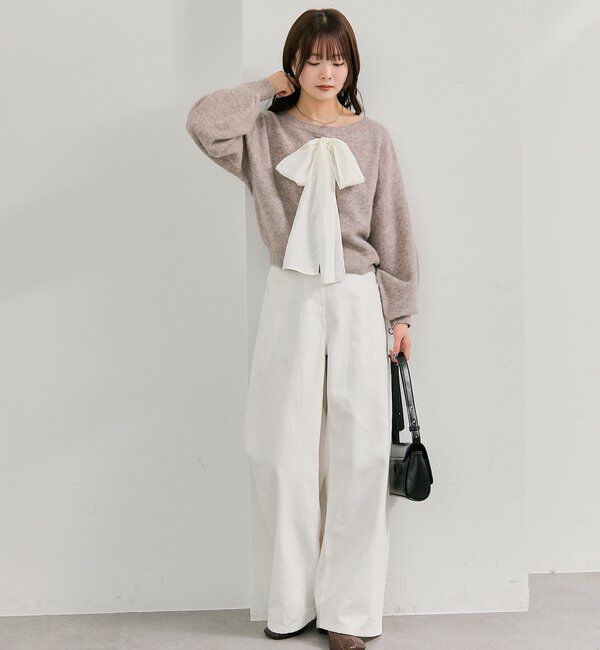  「リボン付きニット プルオーバー」|ニット・セーター|