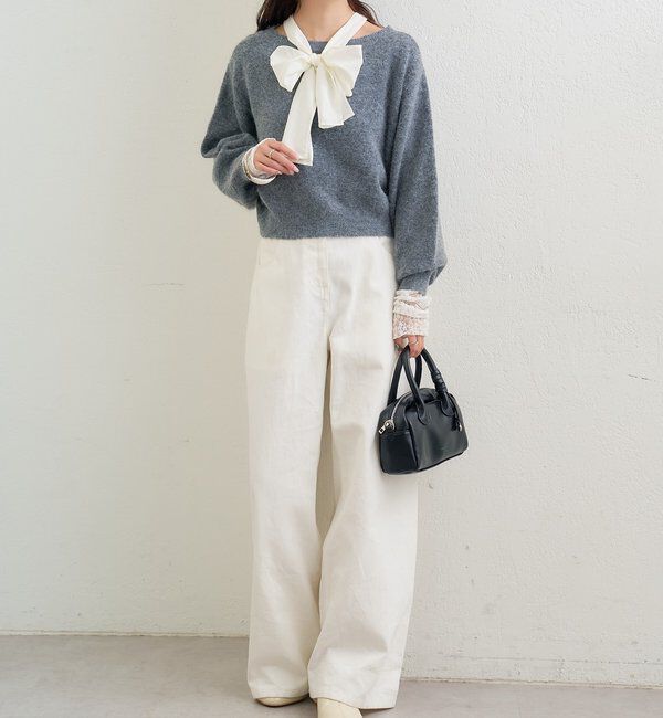  「リボン付きニット プルオーバー」|ニット・セーター|