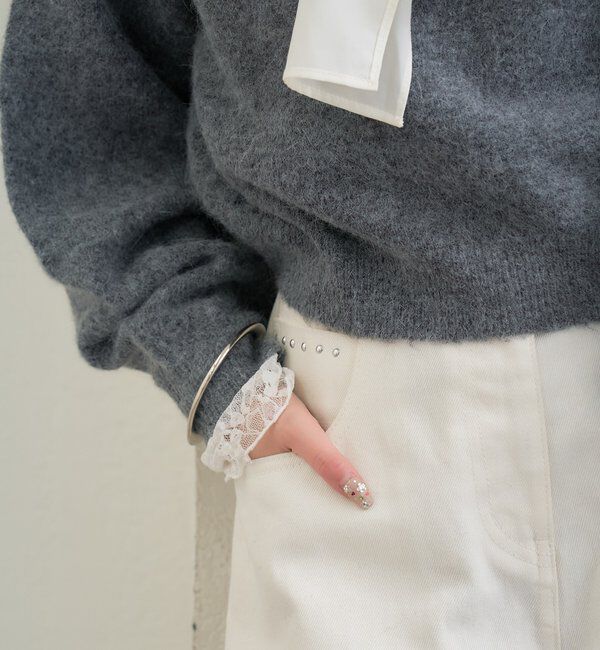  「リボン付きニット プルオーバー」|ニット・セーター|