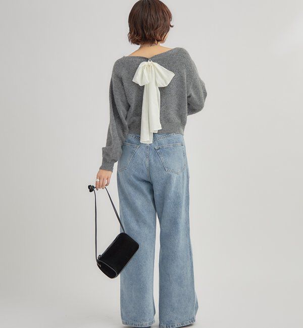  「リボン付きニット プルオーバー」|ニット・セーター|