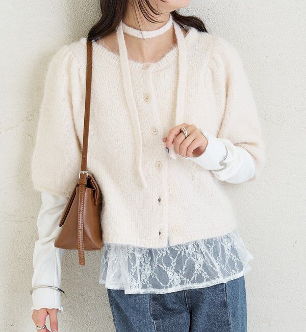  「ふわふわ半袖ニット カーディガン」|カーディガン|