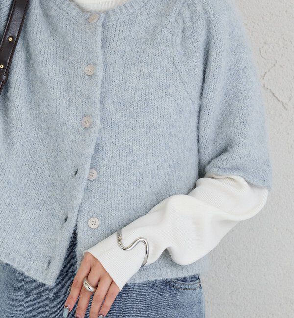  「ふわふわ半袖ニット カーディガン」|カーディガン|