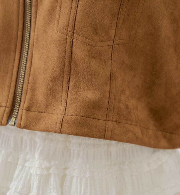  「【WEB限定/REVIVAL】胸ロゴショート丈スエードジップブルゾン」|ブルゾン・スタジャン|