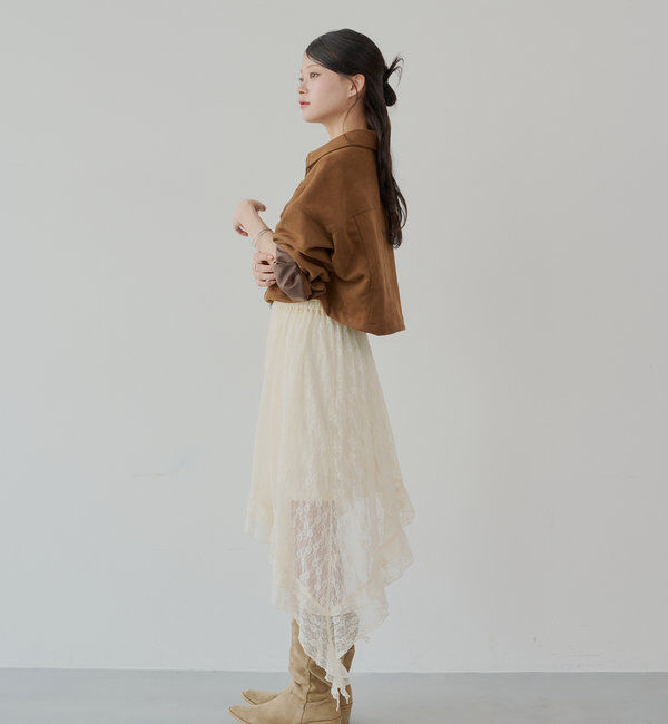  「【WEB限定/REVIVAL】胸ロゴショート丈スエードジップブルゾン」|ブルゾン・スタジャン|