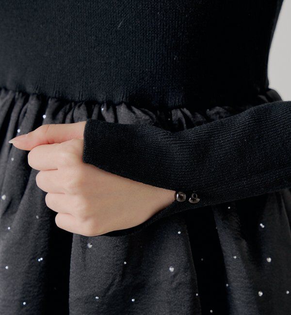  「【SALON by Chico】パール付きドッキングタックボリュームワンピース」|ワンピース|