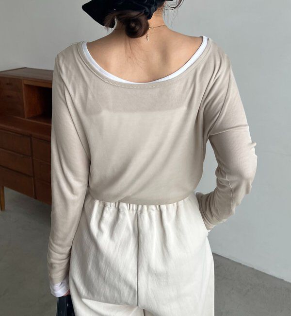  「【前後2WAY】2WAYボートネックシアーロンT」|Tシャツ・カットソー|