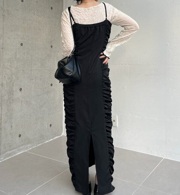  「【セレモニーシーンにも◎】ギャザーキャミワンピース」|ワンピース|