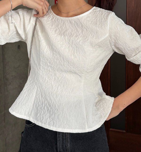  「ジャガードバックリボンペプラムブラウス」|シャツ・ブラウス|