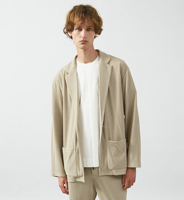 ABAHOUSE「【セットアップ対応】プリーツ イージー ジャケット」|テーラードジャケット|ベージュ
