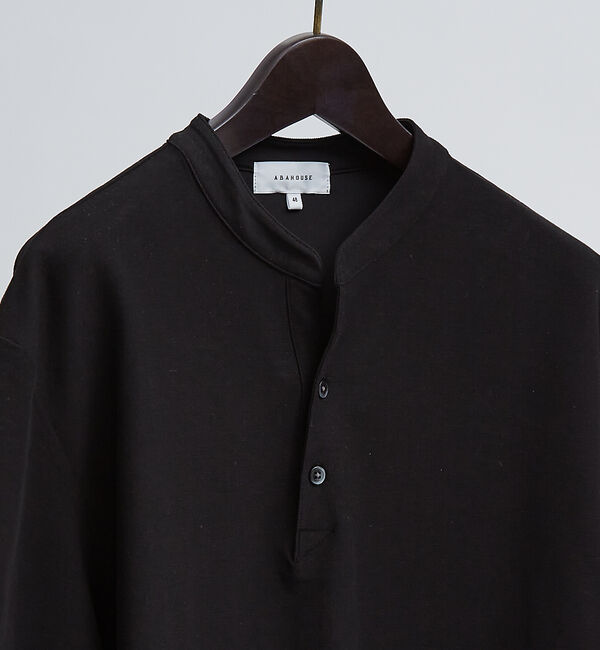 ABAHOUSE「【接触冷感】Vネック スキッパーTシャツ/ヘンリーネック/COVEROSS(R)」|Tシャツ・カットソー|ブラック