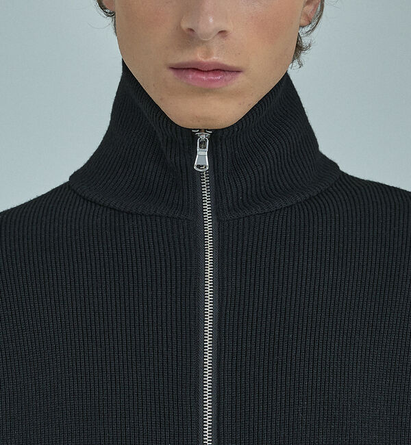 ABAHOUSE「12ゲージ 畦編み ドライバーズニット / ダブルジップ」|ニット・セーター|