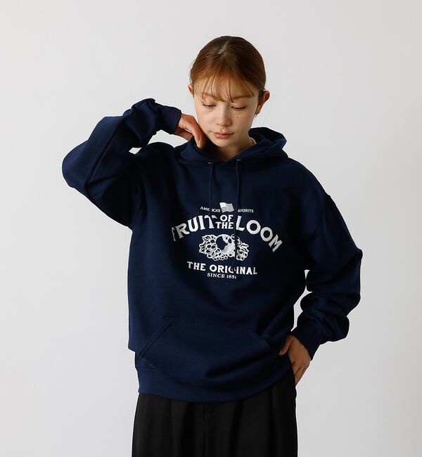 ABAHOUSE「【FRUIT OF THE LOOM】PRINT HOOD5/ロゴプリント/フー」|パーカー|ネイビー
