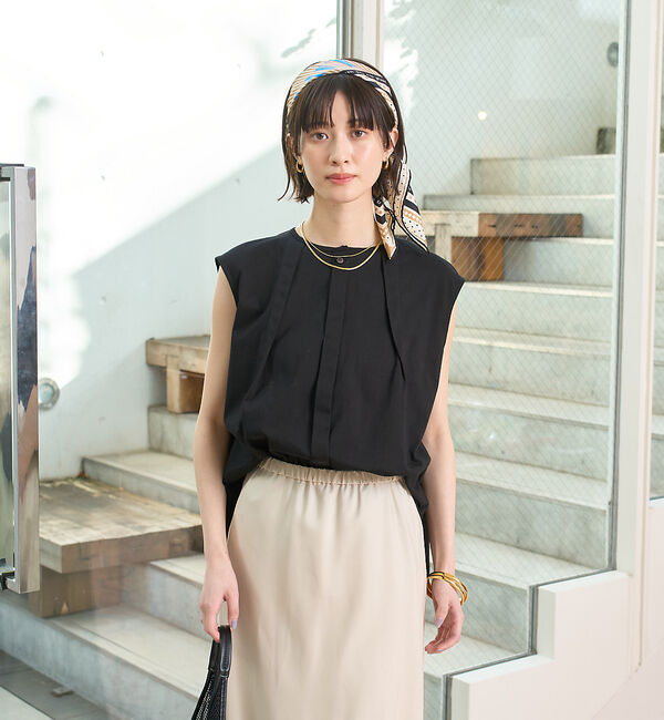 Rouge vif「タック入りノースリーブカットソーブラウス」|シャツ・ブラウス|