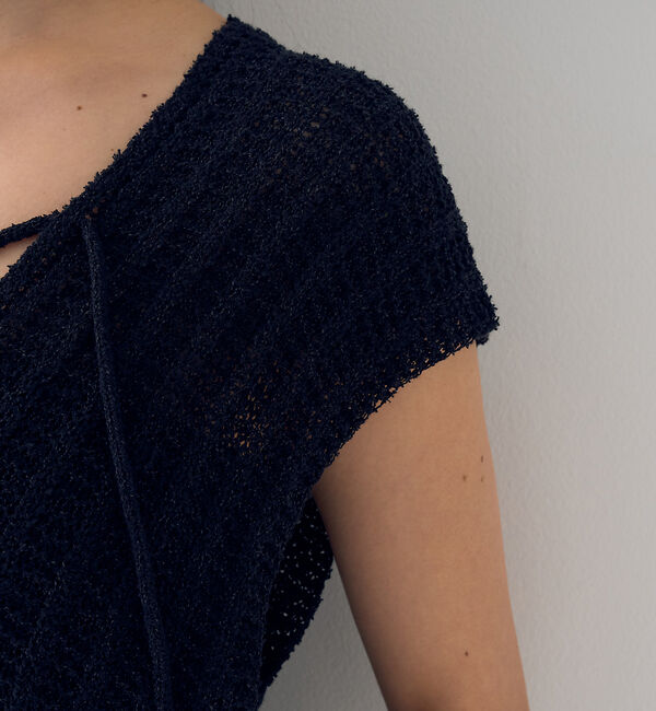 Rouge vif「麻混ニットレースアップベスト」|ニット・セーター|