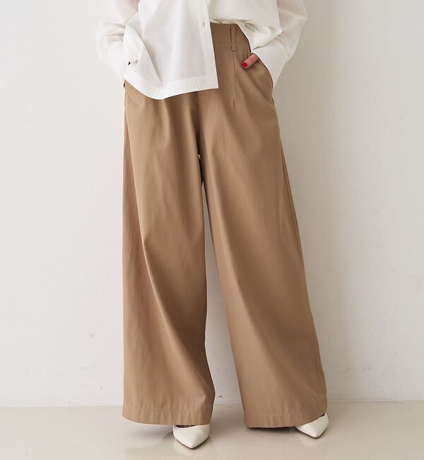 Rouge vif「ポリコットン撥水ワイドパンツ」|その他|ベージュ