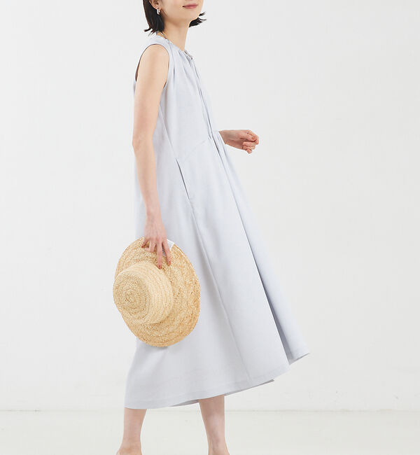 qualite「リネンライクギャザーワンピース」|ワンピース|ライトブルー