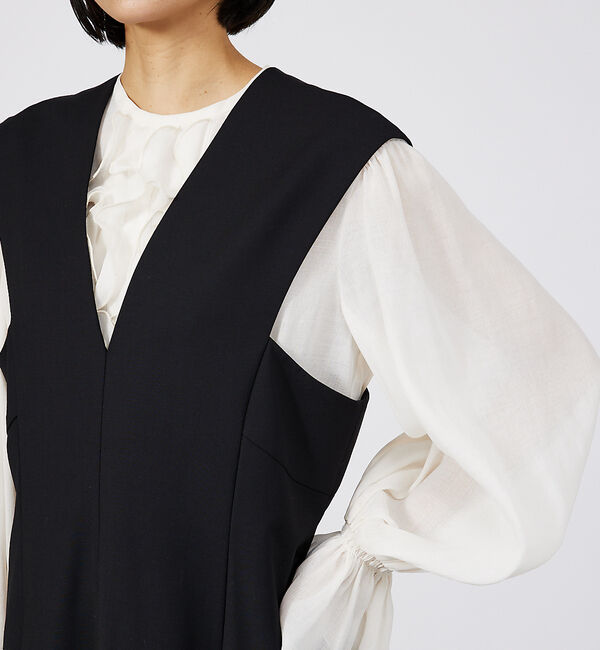 qualite「ウールトロVネックワンピース」|ワンピース|