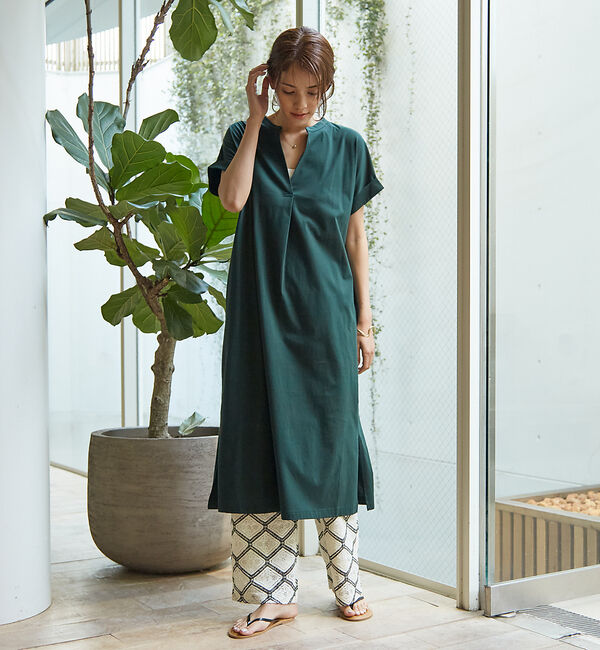 abahouse mavie「【大人のいちまんワンピ】シルケット天竺スキッパーワンピース」|ワンピース|